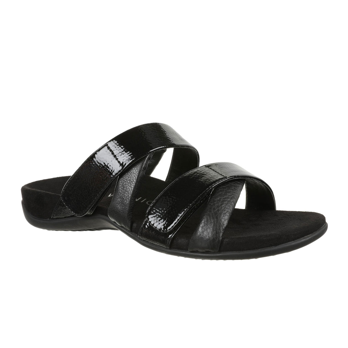 Vionic Hadlie Slide Sandal (Women) - Black Patent Sandal - Slide - The Heel Shoe Fitters