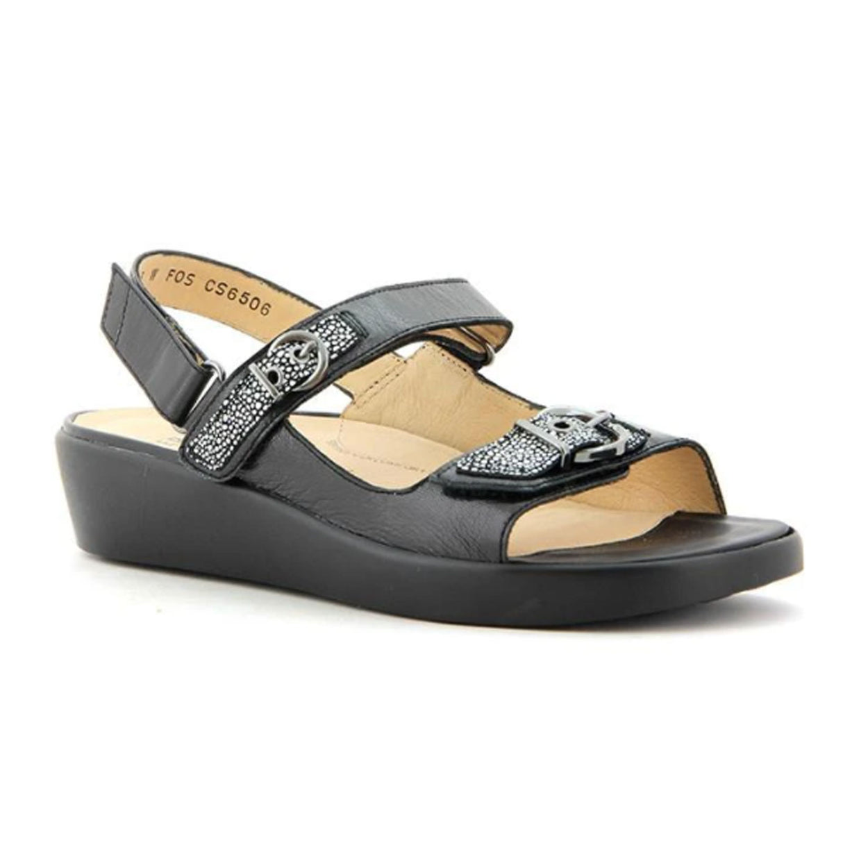 Ziera Mirren Backstrap Sandal (Women) - Black Stingray Sandal - Backstrap - The Heel Shoe Fitters
