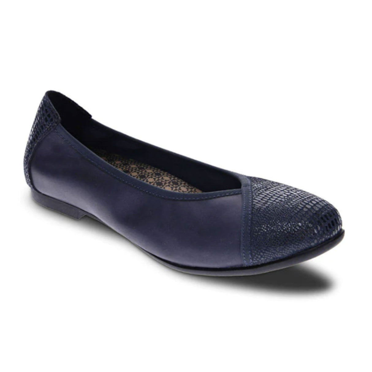 Revere Nairobi Ballet Flat (Women) - Navy Lizard Dress-Casual - Flat - The Heel Shoe Fitters