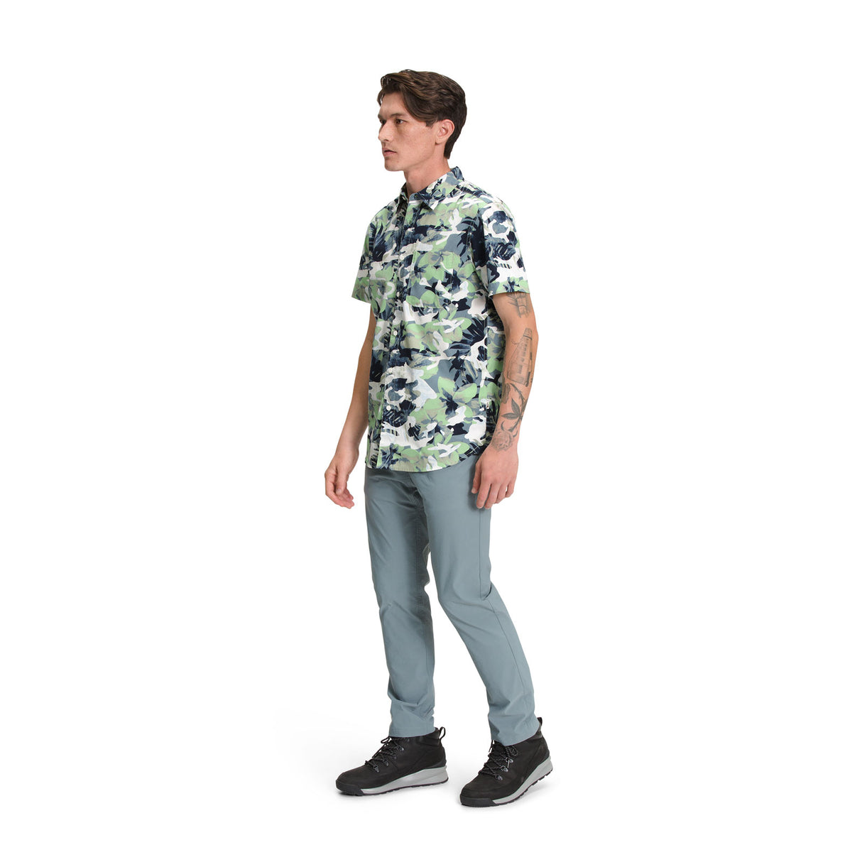 The North Face Baytrail Pattern Short Sleeve Shirt (Men) - Forest Shade Tropical Camo Apparel - Top - ShortSleeve - The Heel Shoe Fitters