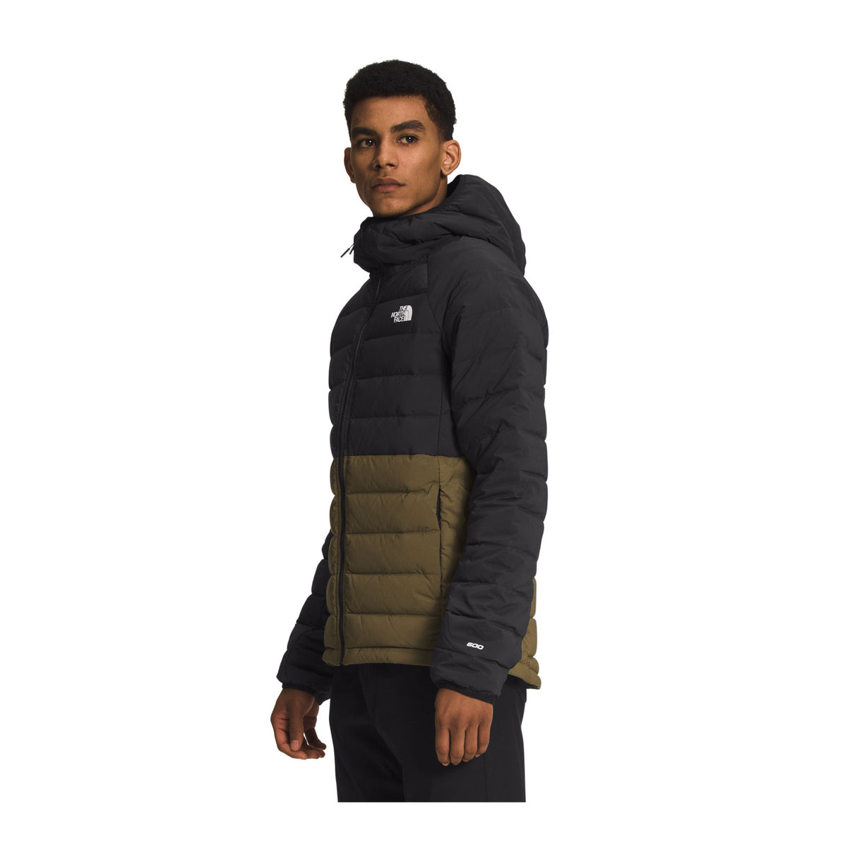 The North Face Belleview Stretch Down Hoodie (Men) - TNF Black/Military Olive Apparel - Jacket - Winter - The Heel Shoe Fitters