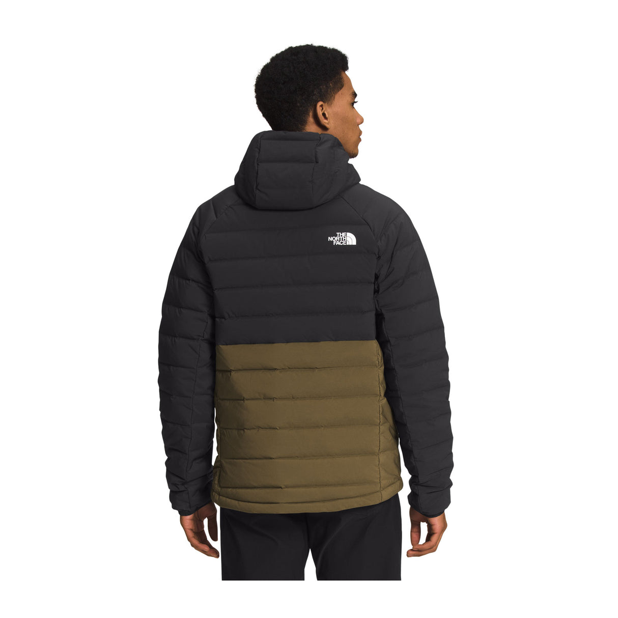 The North Face Belleview Stretch Down Hoodie (Men) - TNF Black/Military Olive Apparel - Jacket - Winter - The Heel Shoe Fitters