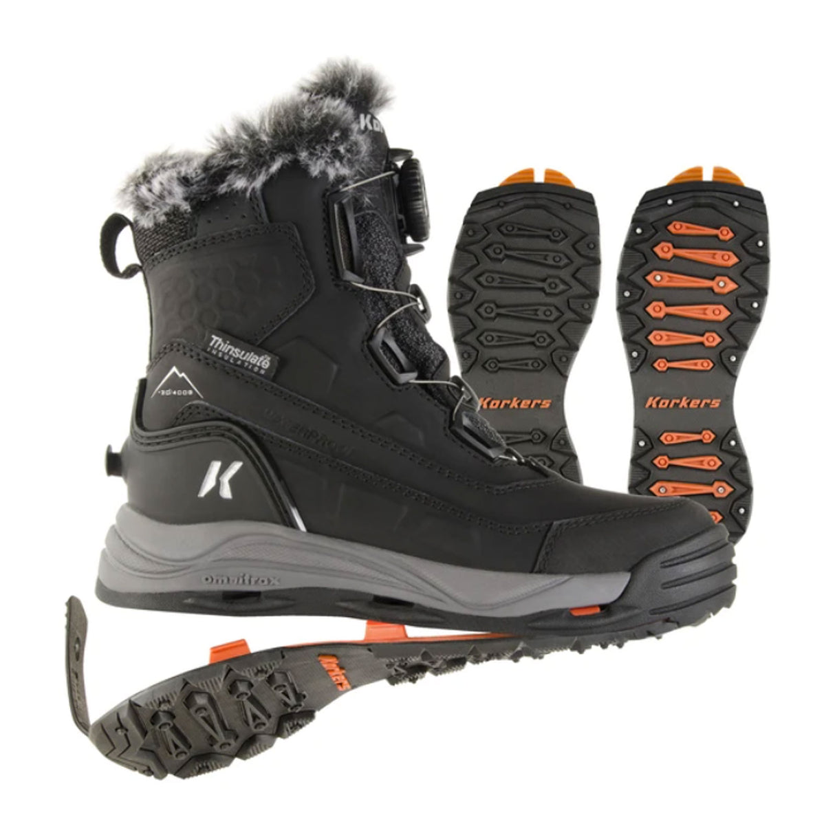 Korkers Snowmageddon Insulated Waterproof Boot with SnowTrac Sole (Women) - Black Boots - Winter - Mid Boot - The Heel Shoe Fitters
