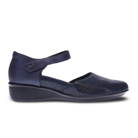 Revere Osaka Wedge Sandal (Women) - Sapphire/Navy Lizard Sandal - Heel/Wedge - The Heel Shoe Fitters