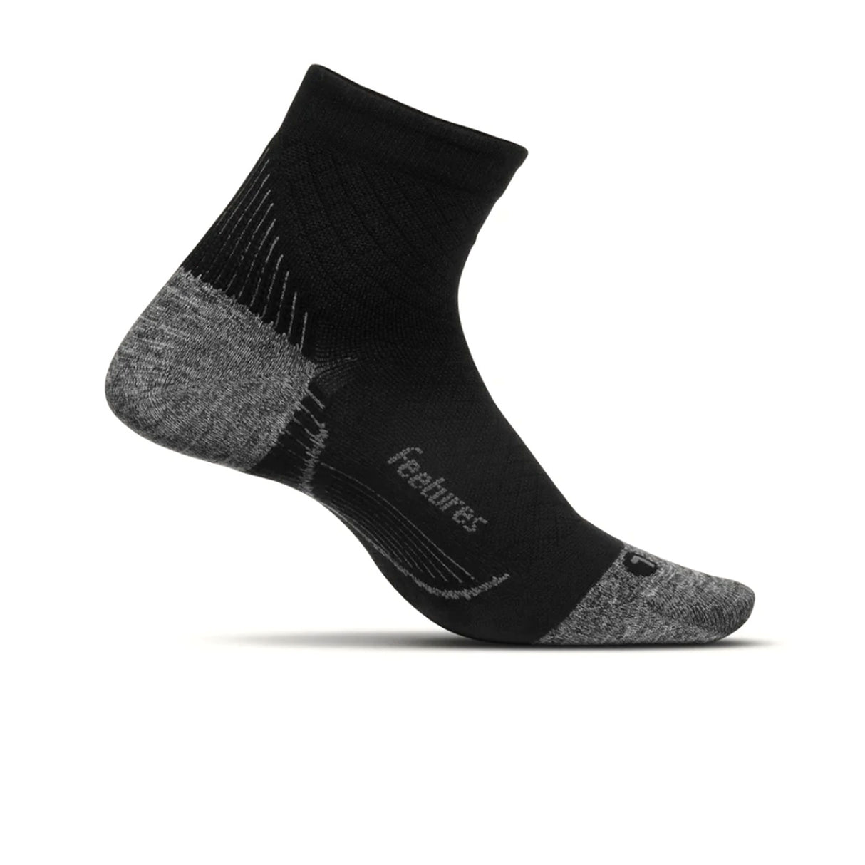 Feetures PF20159 Plantar Fasciitis Relief Light Cushion Quarter Sock (Unisex) - Black Accessories - Socks - Performance - The Heel Shoe Fitters