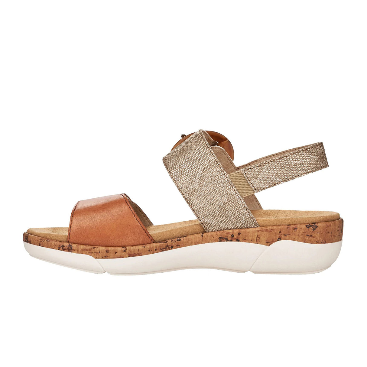 Remonte Jocelyn R6853-90 Backstrap Sandal (Women) - Noccia/Lehm-Metallic Sandal - Backstrap - The Heel Shoe Fitters