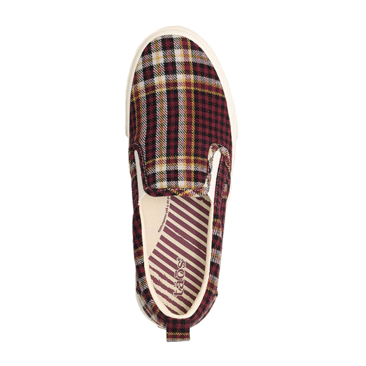 Taos Rubber Soul Slip On Sneaker (Women) - Burgundy Plaid Dress-Casual - Slip On - The Heel Shoe Fitters