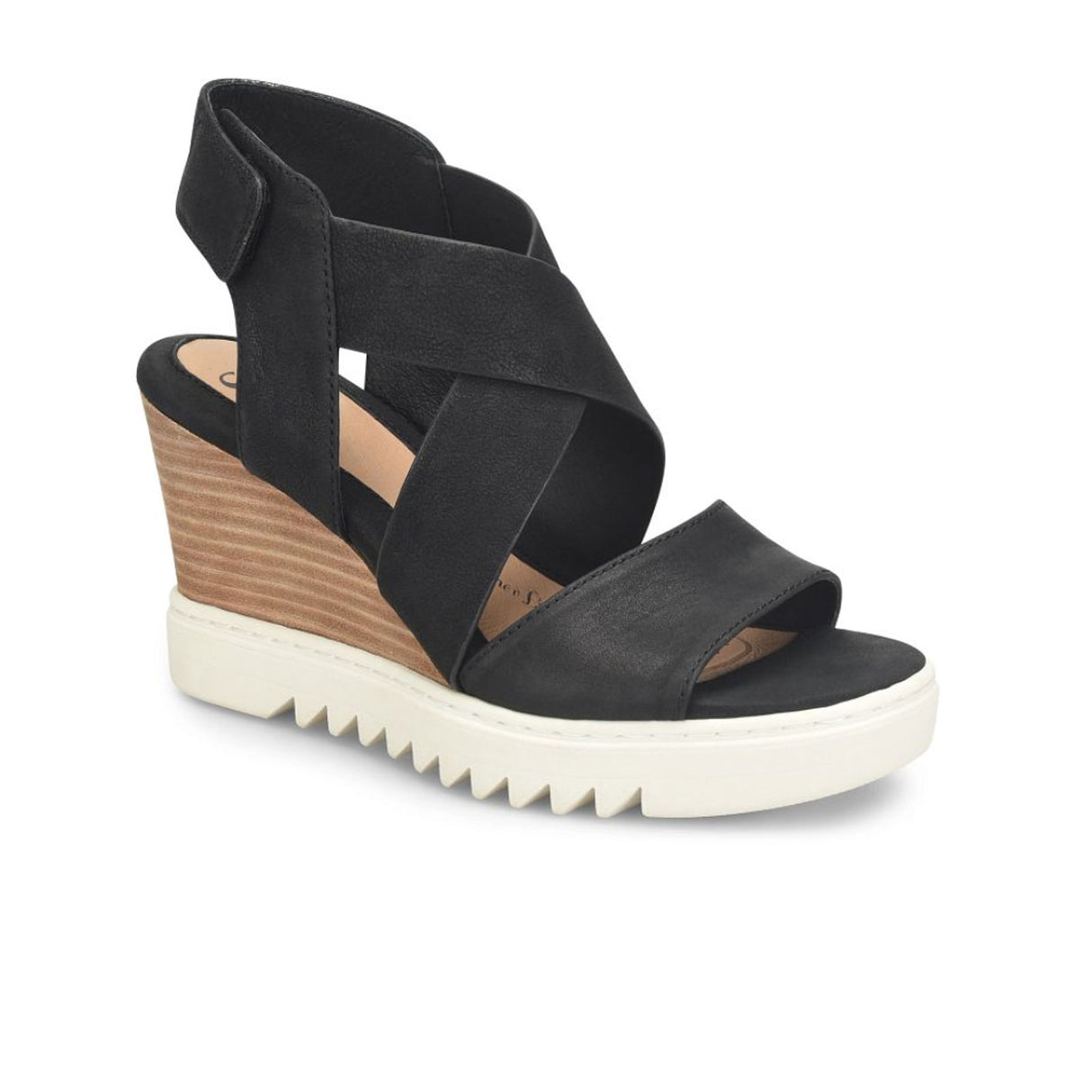 Sofft Uxley Wedge Sandal (Women) - Black Sandal - Heel/Wedge - The Heel Shoe Fitters