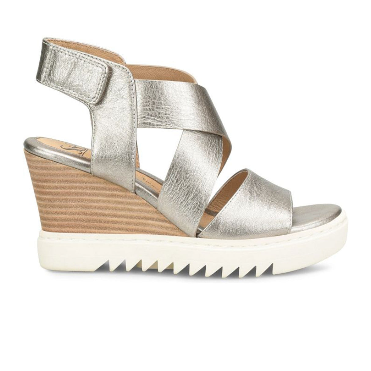 Sofft Uxley Wedge Sandal (Women) - Grey Gold Sandal - Heel/Wedge - The Heel Shoe Fitters