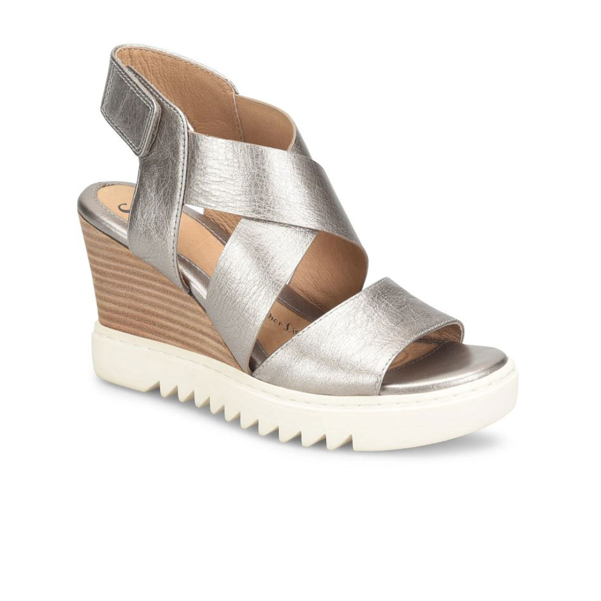 Sofft Uxley Wedge Sandal (Women) - Grey Gold Sandal - Heel/Wedge - The Heel Shoe Fitters