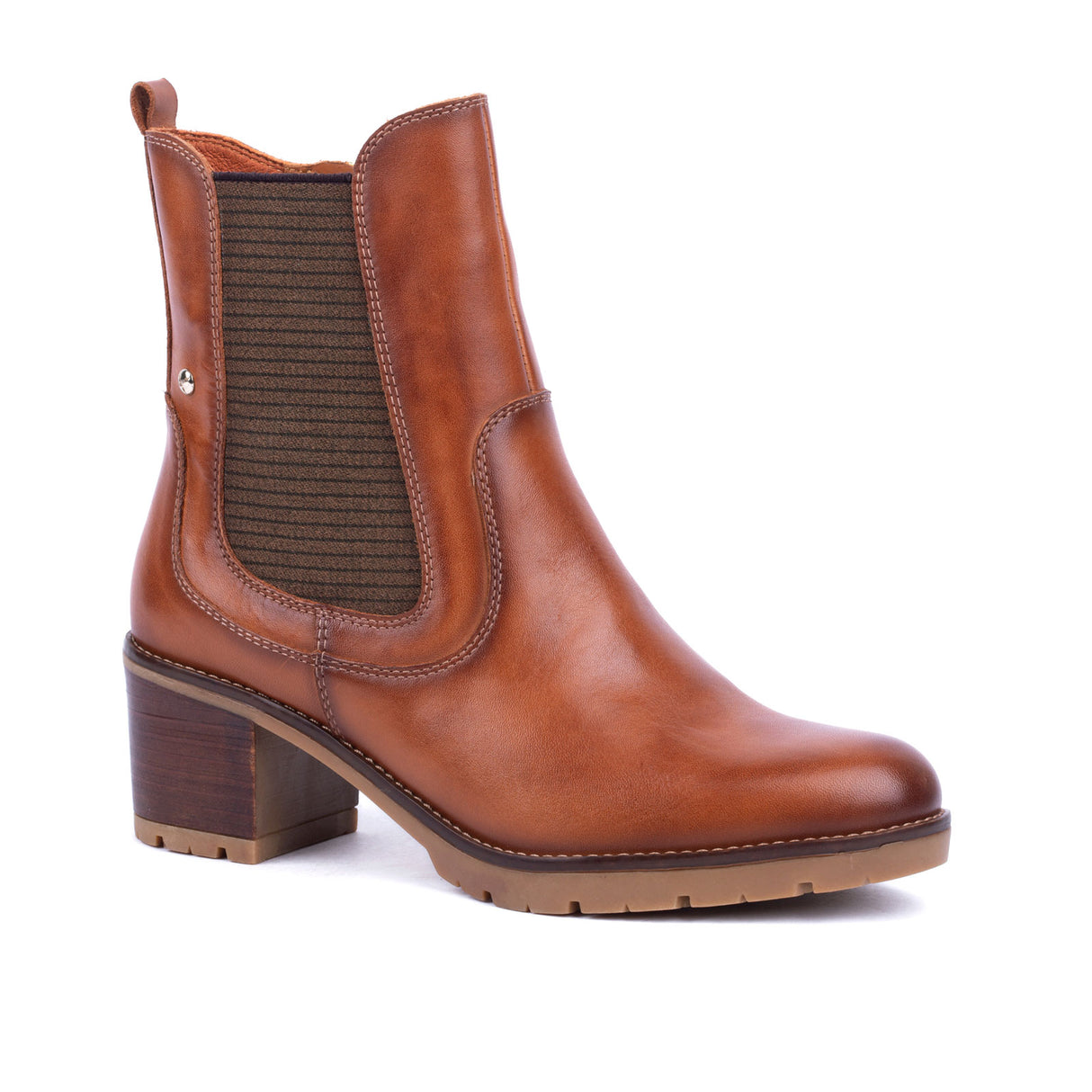 Pikolinos Llanes W7H-8948 Chelsea Boot (Women) - Brandy Leather/Textile Boots - Fashion - Chelsea - The Heel Shoe Fitters
