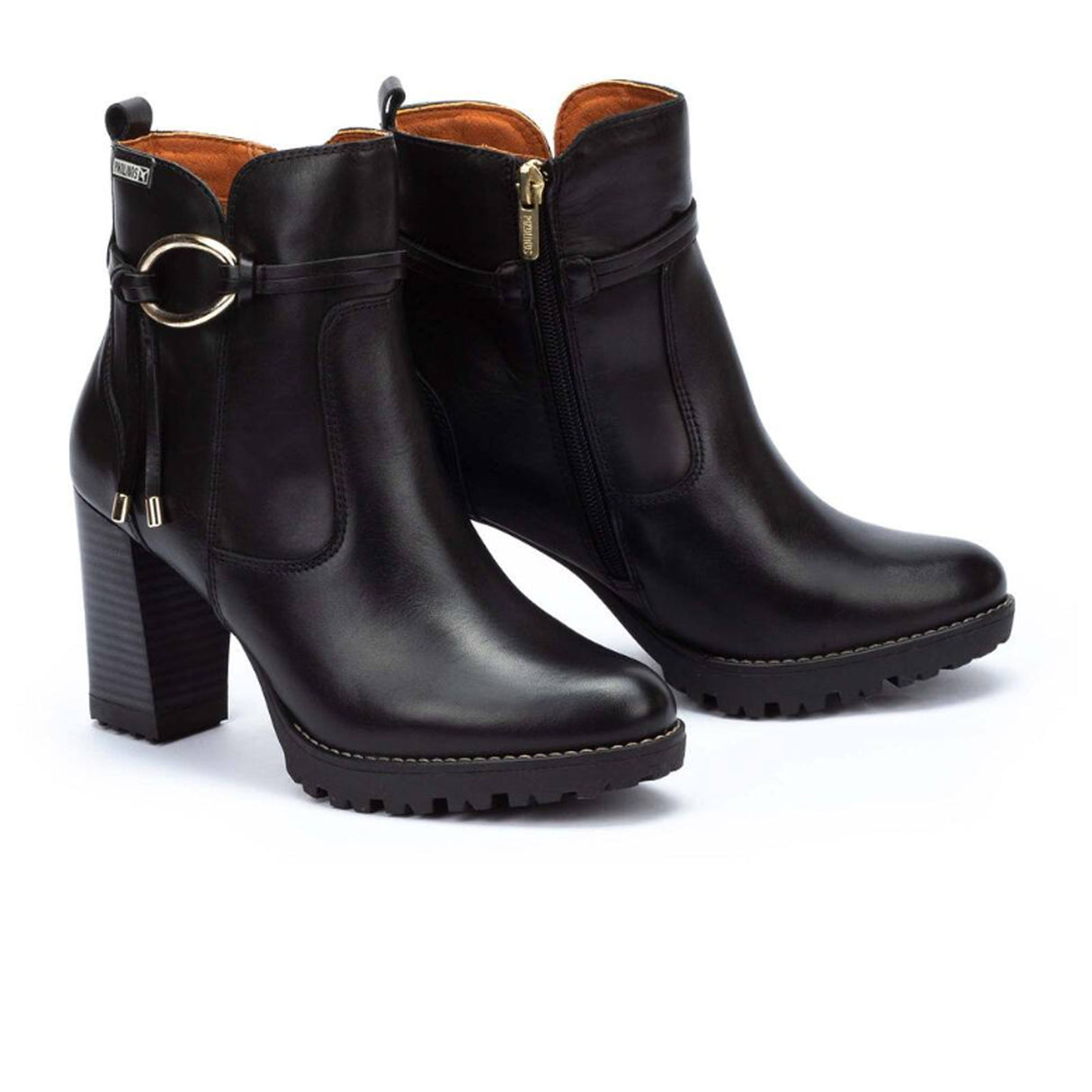 Pikolinos Connelly W7M-8542 Heeled Ankle Boot (Women) - Black Leather Boots - Fashion - Mid Boot - The Heel Shoe Fitters