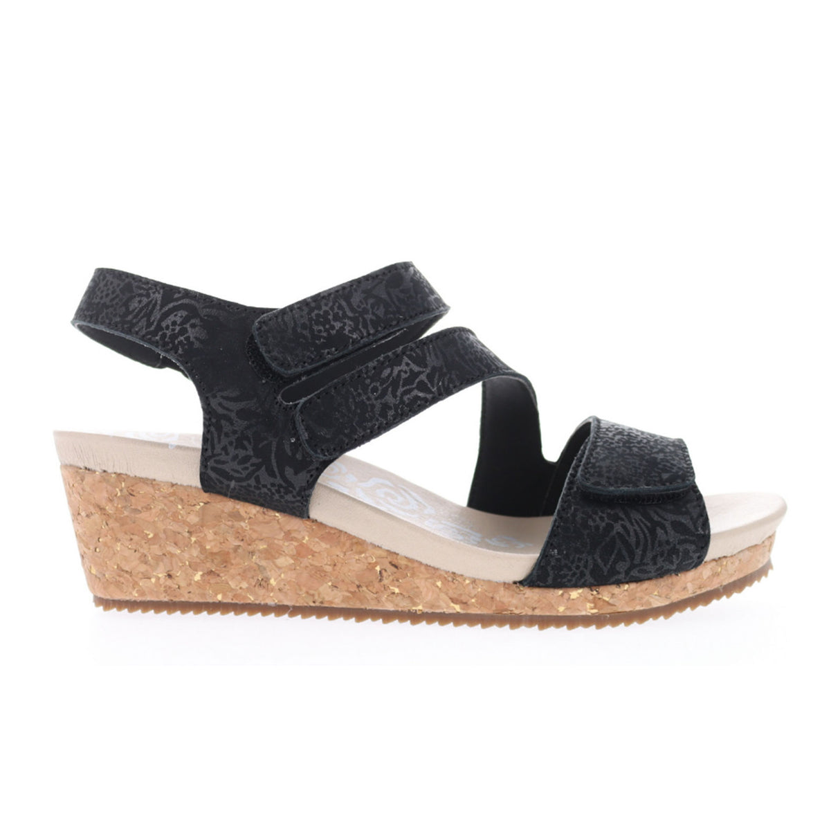 Propet Millie Wedge Sandal (Women) - Black Sandal - Heel/Wedge - The Heel Shoe Fitters
