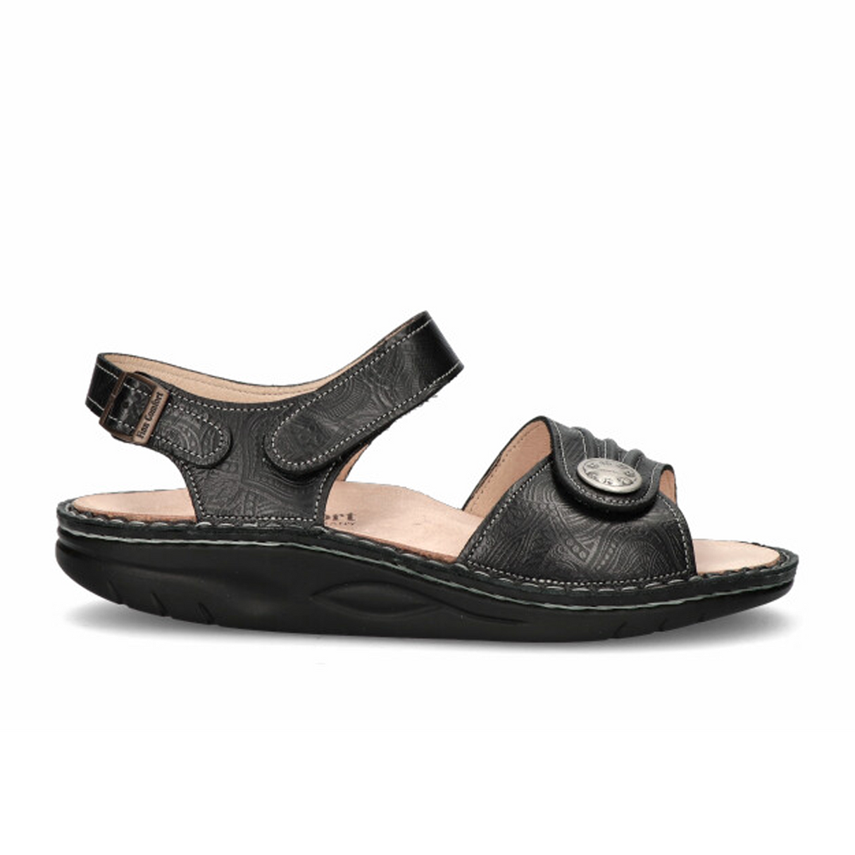 Finn Comfort Sausalito Backstrap Sandal (Women) - Schwarz Arabesque Sandals - Backstrap - The Heel Shoe Fitters