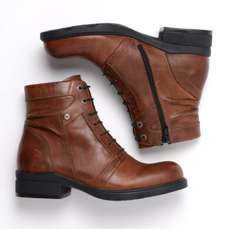 Wolky Center Ankle Boot (Women) - Cognac Velvet Leather Boots - Fashion - Low - The Heel Shoe Fitters