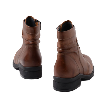 Wolky Center Ankle Boot (Women) - Cognac Velvet Leather Boots - Fashion - Low - The Heel Shoe Fitters