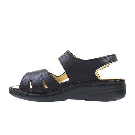 Finn Comfort Barbuda Backstrap Sandal (Women) - Black Arabesque Sandals - Backstrap - The Heel Shoe Fitters