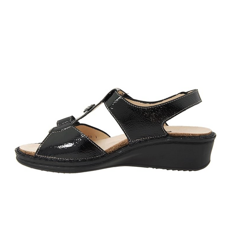 Finn Comfort Adana Backstrap Sandal (Women) - Black Patent Sandal - Backstrap - The Heel Shoe Fitters