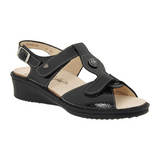 Finn Comfort Adana Backstrap Sandal (Women) - Black Patent Sandal - Backstrap - The Heel Shoe Fitters