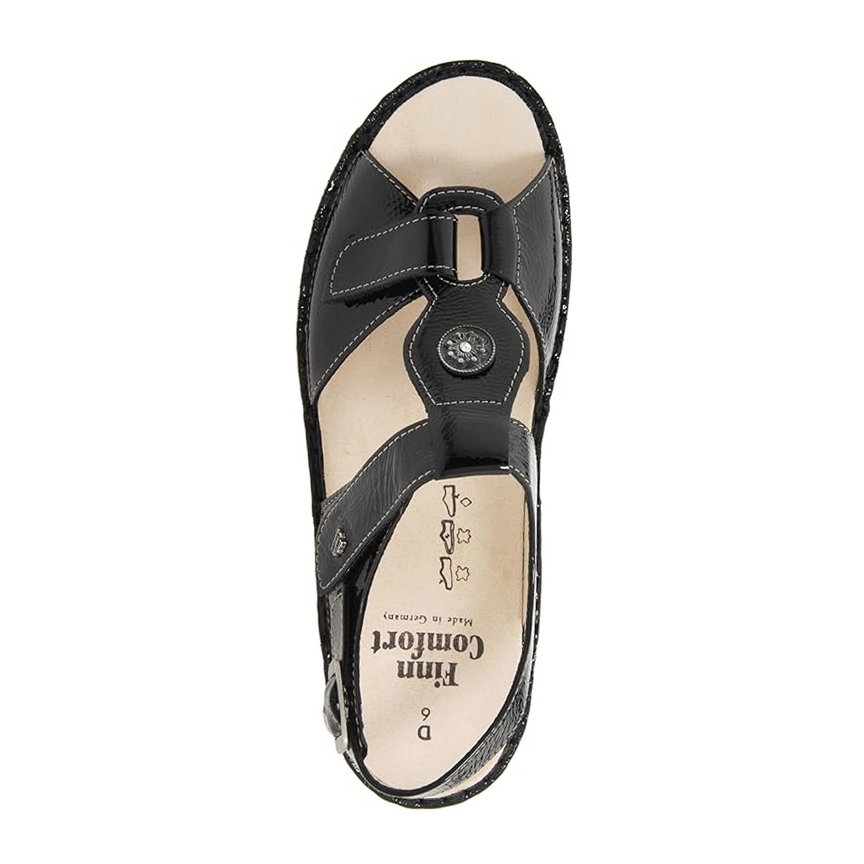 Finn Comfort Adana Backstrap Sandal (Women) - Black Patent Sandal - Backstrap - The Heel Shoe Fitters
