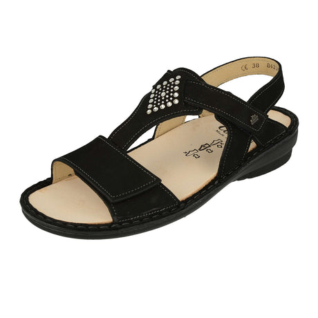 Finn Comfort Calvia Backstrap Sandal (Women) - Schwarz Nubuck Sandals - Backstrap - The Heel Shoe Fitters