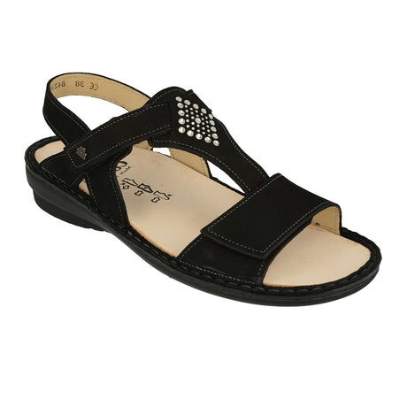 Finn Comfort Calvia Backstrap Sandal (Women) - Schwarz Nubuck Sandals - Backstrap - The Heel Shoe Fitters