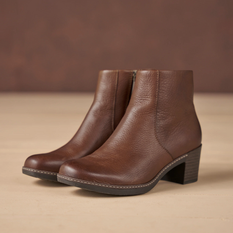 Dansko Meryll Heeled Boot (Women) - Brown Waxy Milled Boots - Casual - Low - The Heel Shoe Fitters