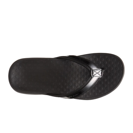 Vionic Tide Sandal (Women) - Black Patent Webbing Sandals - Thong - The Heel Shoe Fitters