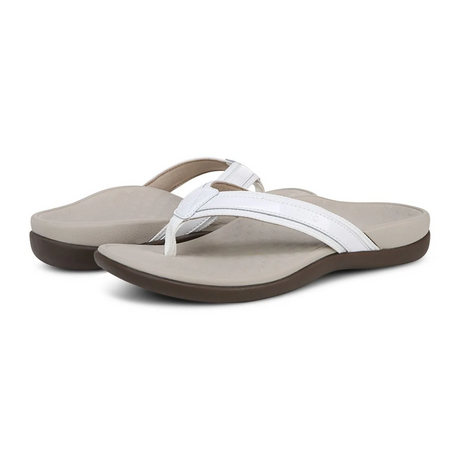 Vionic Tide Sandal (Women) - White Patent Webbing Sandal - Thong - The Heel Shoe Fitters