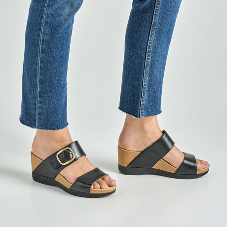 Dansko Shannon Wedge Sandal (Women) - Black Sandal - Heel/Wedge - The Heel Shoe Fitters
