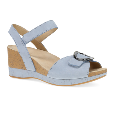 Dansko Stella Wedge Sandal (Women) - Sky Nubuck Sandal - Heel/Wedge - The Heel Shoe Fitters