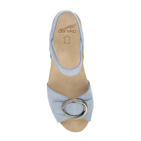 Dansko Stella Wedge Sandal (Women) - Sky Nubuck Sandal - Heel/Wedge - The Heel Shoe Fitters