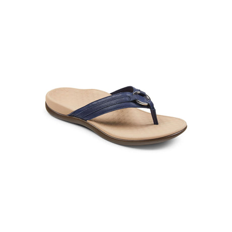 Vionic Aloe (Women) - Navy Nappa Leather Sandals - Thong - The Heel Shoe Fitters