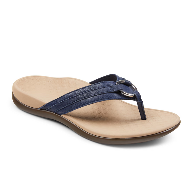 Vionic Aloe Sandal (Women) - Navy Nappa Leather Sandals - Thong - The Heel Shoe Fitters