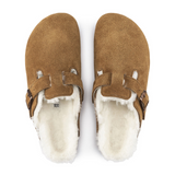 Birkenstock Boston Clog (Women) - Mink Suede/Natural Shearling Dress-Casual - Clogs & Mules - The Heel Shoe Fitters