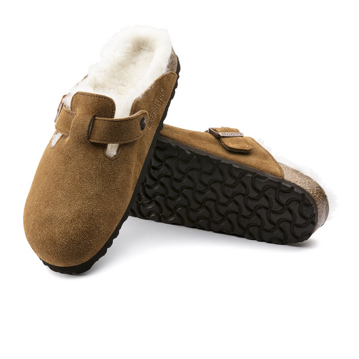 Birkenstock Boston Clog (Women) - Mink Suede/Natural Shearling Dress-Casual - Clogs & Mules - The Heel Shoe Fitters