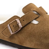 Birkenstock Boston Clog (Women) - Mink Suede/Natural Shearling Dress-Casual - Clogs & Mules - The Heel Shoe Fitters