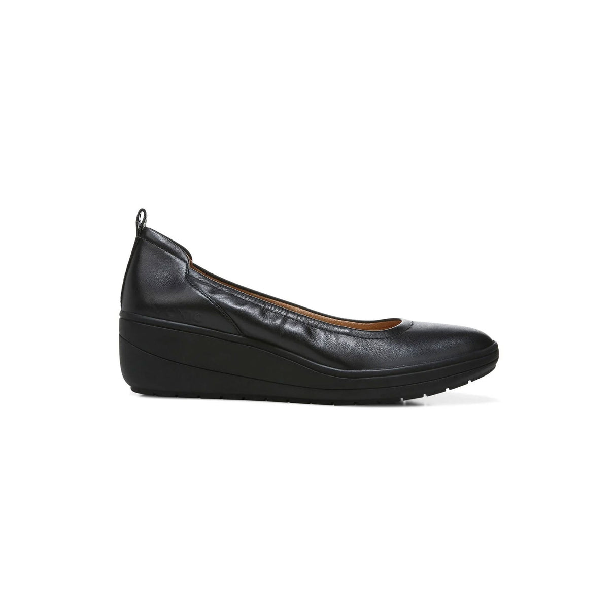 Vionic Jacey Slip On Wedge (Women) - Black/Black Leather  - The Heel Shoe Fitters