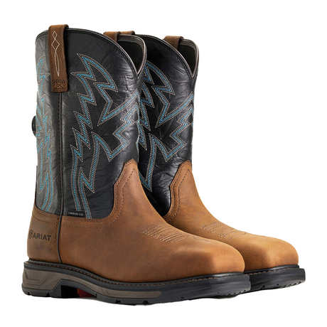 Ariat Workhog XT BOA Carbon Toe Western Work Boot (Men) - Dark Earth/Black Boots - Work - 11" - Composite Toe - The Heel Shoe Fitters