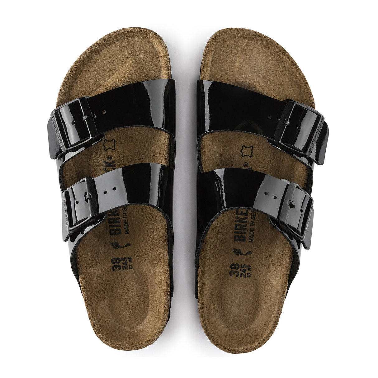 Birkenstock Arizona Narrow Slide Sandal (Women) - Black Patent Birko-Flor Sandal - Slide - The Heel Shoe Fitters