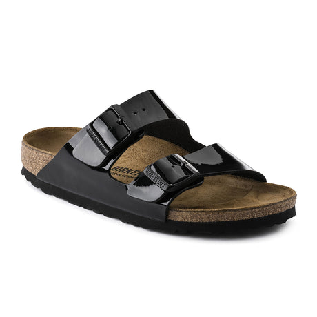 Birkenstock Arizona Narrow Slide Sandal (Women) - Black Patent Birko-Flor Sandal - Slide - The Heel Shoe Fitters
