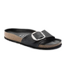 Birkenstock Madrid Big Buckle Narrow Slide Sandal (Women) - Black Leather Sandal - Slide - The Heel Shoe Fitters