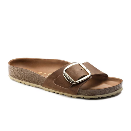 Birkenstock Madrid Big Buckle Narrow Slide Sandal (Women) - Cognac Leather Sandal - Slide - The Heel Shoe Fitters
