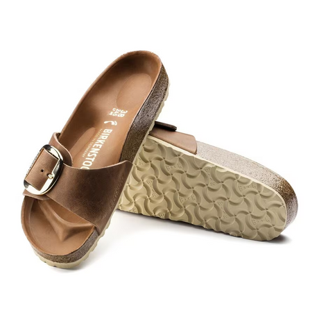 Birkenstock Madrid Big Buckle Narrow Slide Sandal (Women) - Cognac Leather Sandal - Slide - The Heel Shoe Fitters