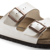 Birkenstock Arizona Narrow Slide Sandal (Women) - Graceful Pearl White Birko-Flor Sandal - Slide - The Heel Shoe Fitters