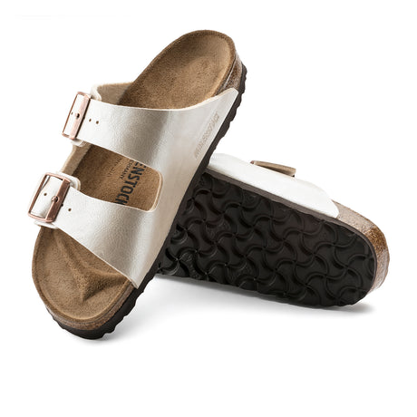 Birkenstock Arizona Narrow Slide Sandal (Women) - Graceful Pearl White Birko-Flor Sandal - Slide - The Heel Shoe Fitters