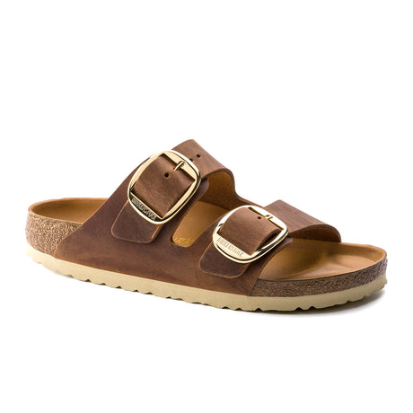 Birkenstock Arizona Big Buckle Narrow Slide Sandal (Women) - Cognac Oiled Leather Sandals - Slide - The Heel Shoe Fitters