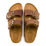 Birkenstock Arizona Big Buckle Narrow Slide Sandal (Women) - Cognac Oiled Leather Sandals - Slide - The Heel Shoe Fitters