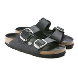 Birkenstock Arizona Big Buckle Narrow Slide Sandal (Women) - Black Oiled Leather Sandals - Slide - The Heel Shoe Fitters