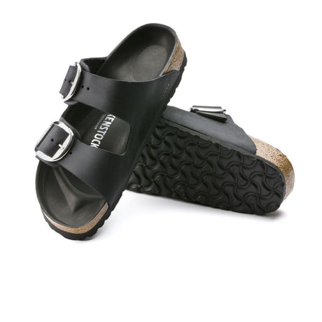 Birkenstock Arizona Big Buckle Narrow Slide Sandal (Women) - Black Oiled Leather Sandals - Slide - The Heel Shoe Fitters